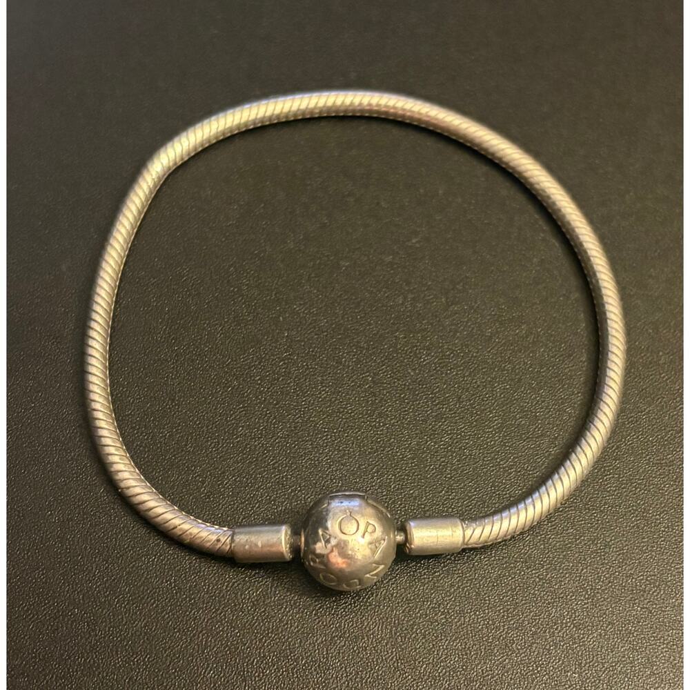 Authentic Pandora Sterling Silver Snake Chain Charm Bracelet S925 ALE 6.75